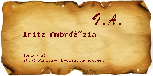 Iritz Ambrózia névjegykártya